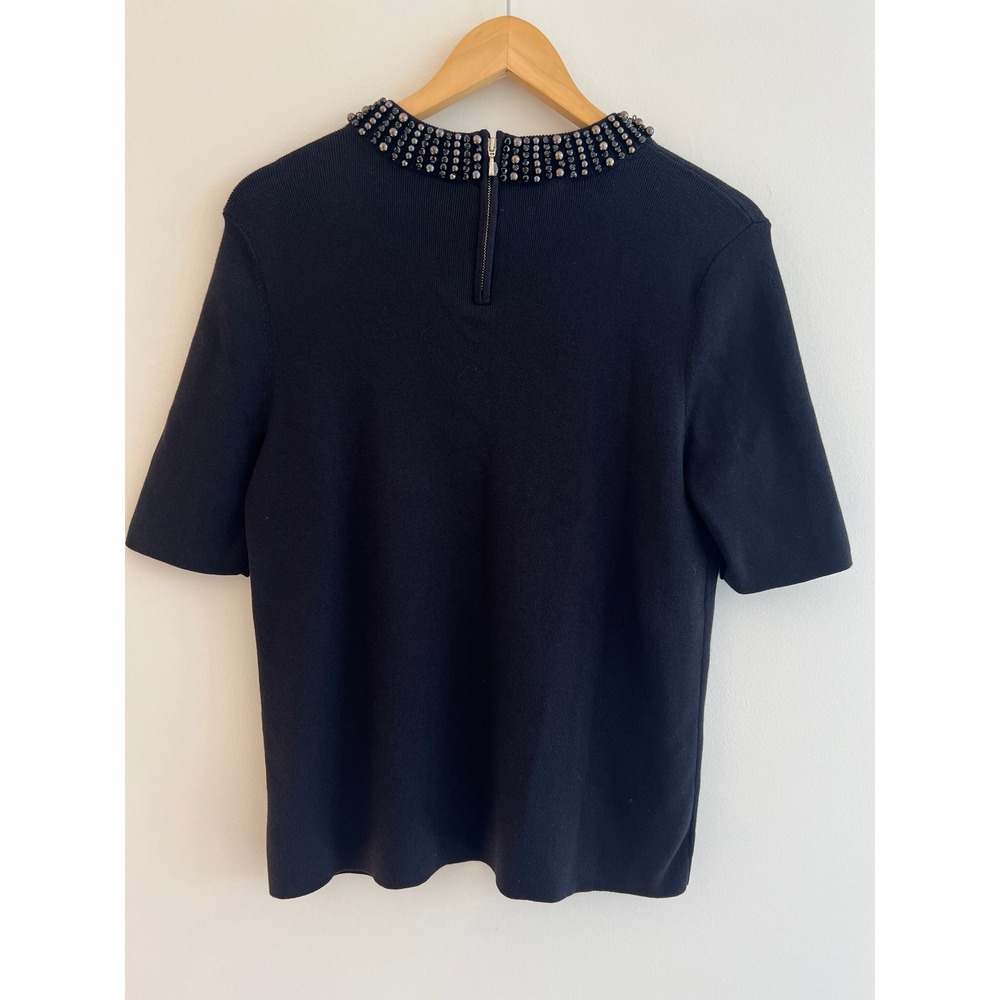 NWT Talbots Black Embellished Beaded Neck Knit Top LP Quiet Luxury Business - Picture 10 of 12